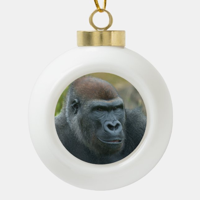 Regal Blackback Gorilla Keramik Kugel-Ornament (Vorderseite)
