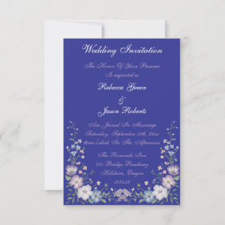 Regal Blue Vintag Elegante Gärten Einladung