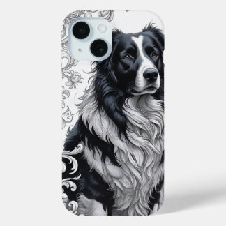 Regal Border Collie mit Barock-Blumenrahmen Case-Mate iPhone Hülle