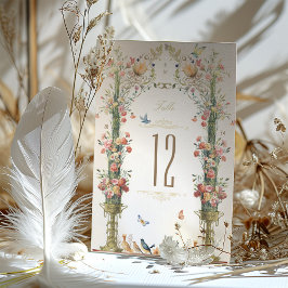 Regal Botanical Wedding Tischnummer Card