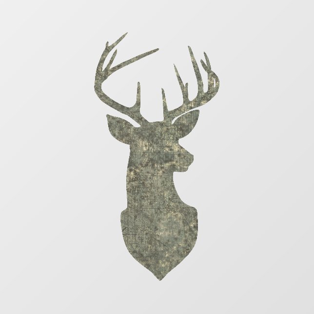Regal Buck Trophy Deer Silhouette in Camouflage Fensteraufkleber (Blatt)