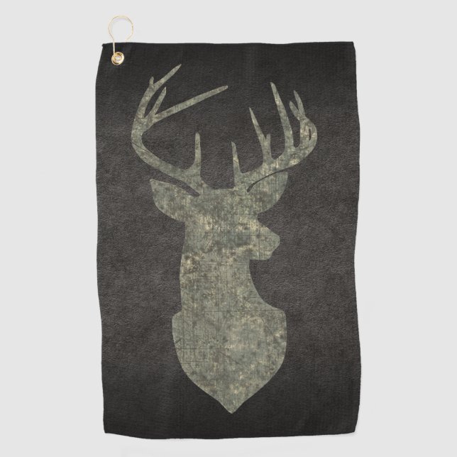 Regal Buck Trophy Deer Silhouette in Camouflage Golfhandtuch (Vorderseite)