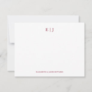 Regal Burgunderrote Monogramm Anfangsbuchstaben pe Mitteilungskarte