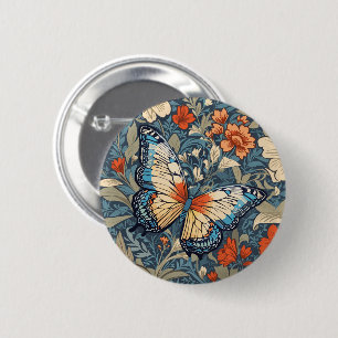Regal Butterfly Amidst William Morris Floral Button