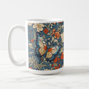 Regal Butterfly Amidst William Morris Floral Kaffeetasse