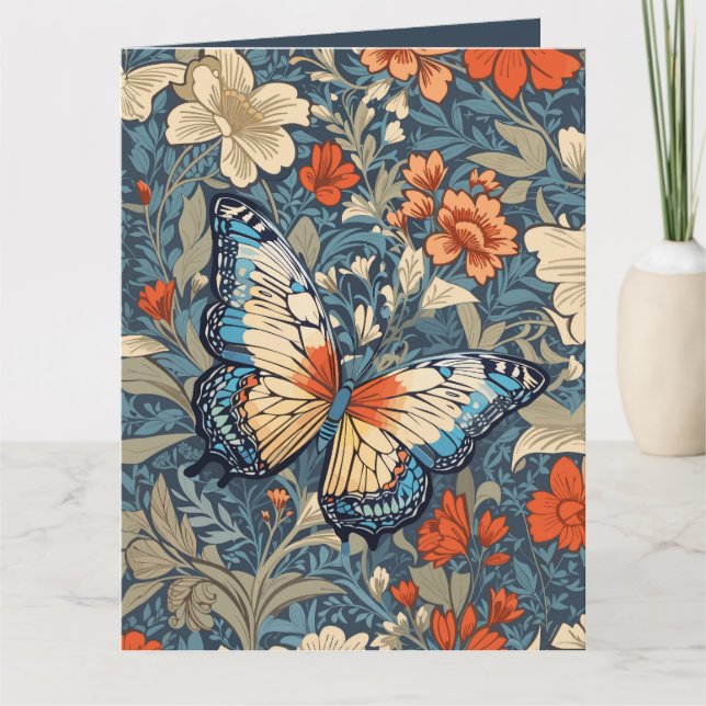 Regal Butterfly Amidst William Morris Floral Karte (Vorderseite)