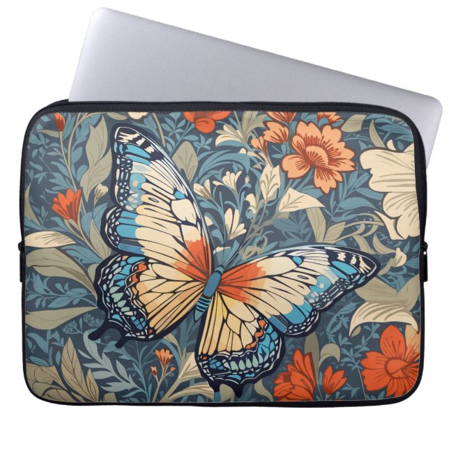 Regal Butterfly Amidst William Morris Floral Laptopschutzhülle (Vorderseite)