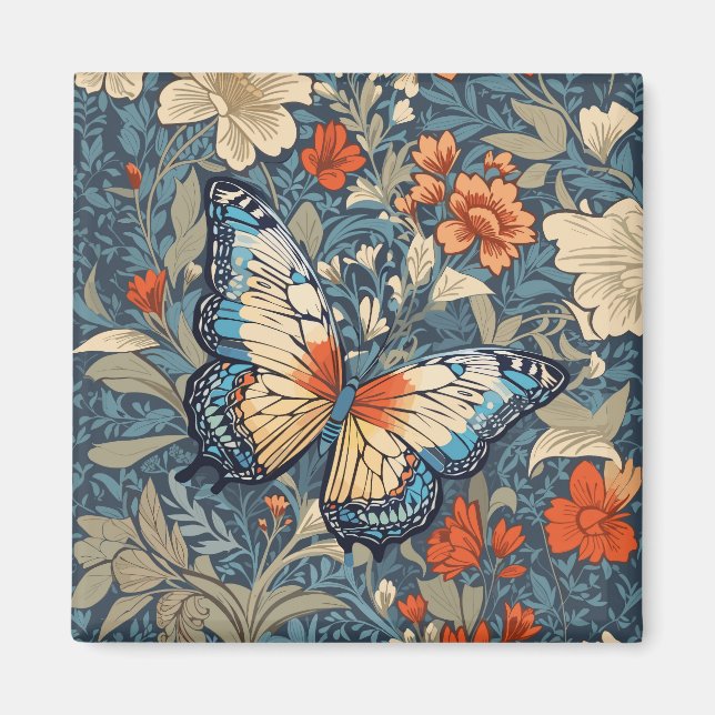 Regal Butterfly Amidst William Morris Floral Magnet (Vorne)