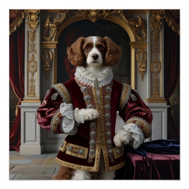 Regal Canine Renaissance Dog Portrait Digitale Kun Poster (Vorderseite)
