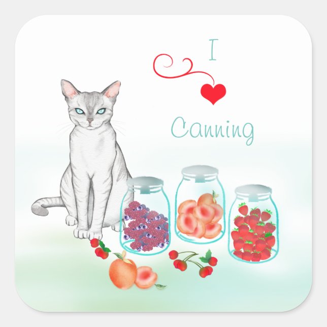 Regal Cat mit Obstkonserven in Mason Jars Sticker (Vorderseite)