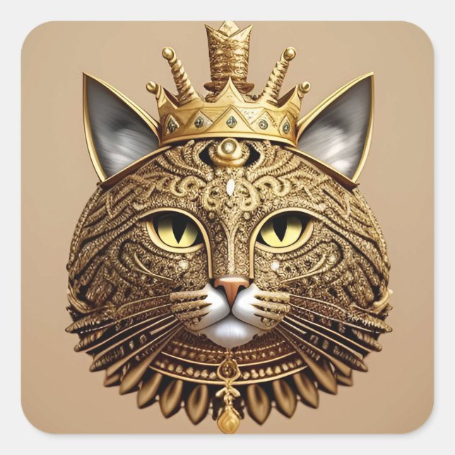 Regal Cat Profil Quadratischer Aufkleber (Vorderseite)