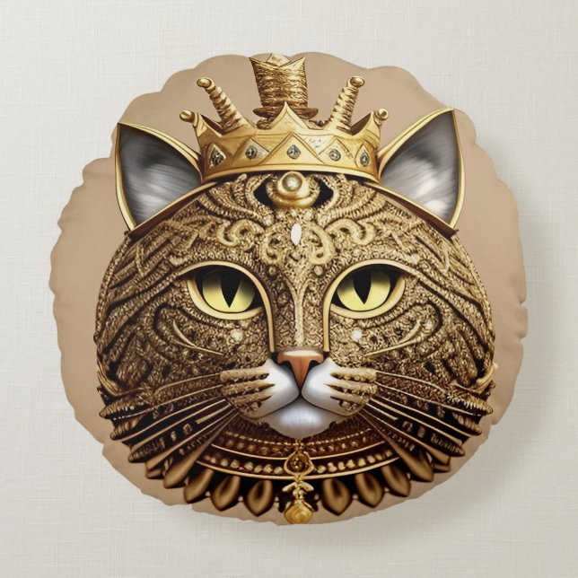 Regal Cat Profil Rundes Kissen (Vorderseite)