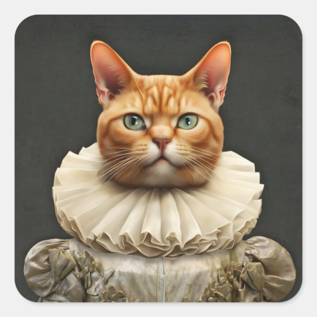 Regal Cat Quadratischer Aufkleber (Vorderseite)