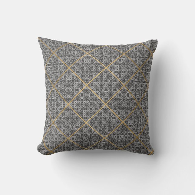 REGAL CHARCOAL GRAY GOLD VINTAG DESIGION KISSEN (Vorderseite)