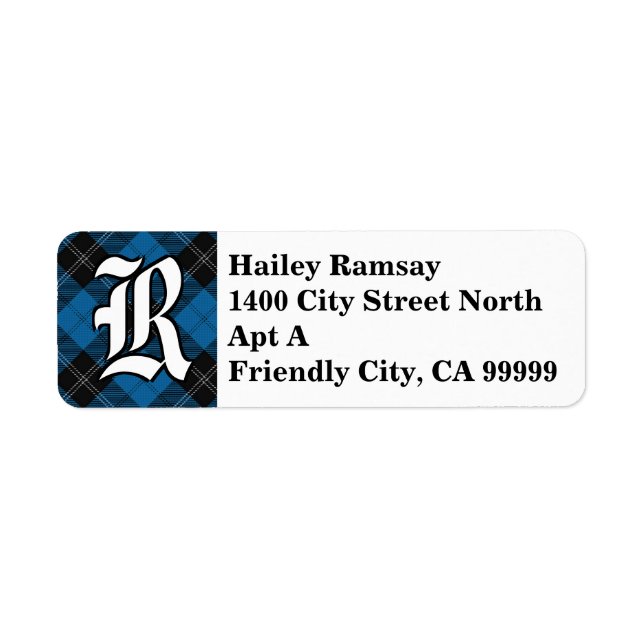 Regal Clan Ramsay Blue und Black Tartan Monogram (Vorne)