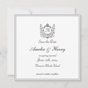 Regal Classic formale Monogram Wappen Wedding Save The Date
