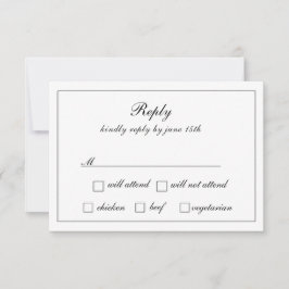 Regal Classic formale Schwarz & Weiß Hochzeit RSVP Karte