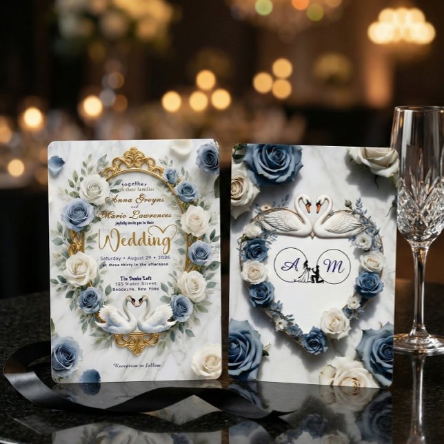 Regal Crest Silhouette Swans Traditional Wedding Einladung (Von Creator hochgeladen)