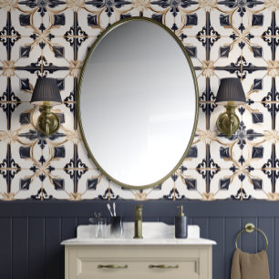 Regal Diamond Fliesen - Navy und Gold - Traditione Tapete