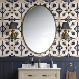 Regal Diamond Fliesen - Navy und Gold - Traditione Tapete
