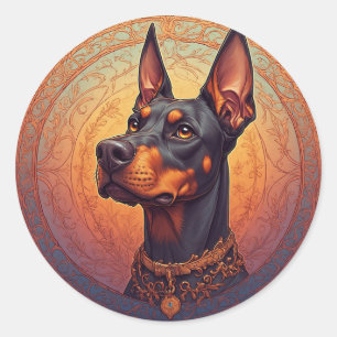 Regal Doberman Portrait Runder Aufkleber
