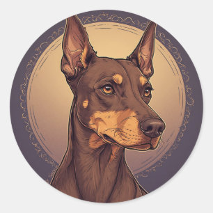 Regal Doberman-Porträt Runder Aufkleber