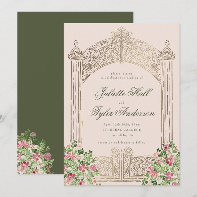 Regal Doors Elegant Faux Foil Wedding Einladung (Vorne/Hinten)