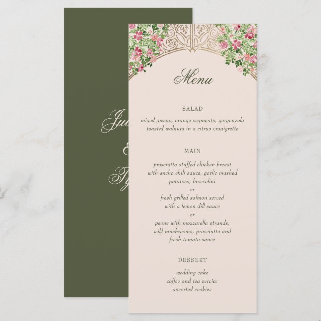 Regal Doors Elegant Faux Foil Wedding Menükarte (Vorne/Hinten)