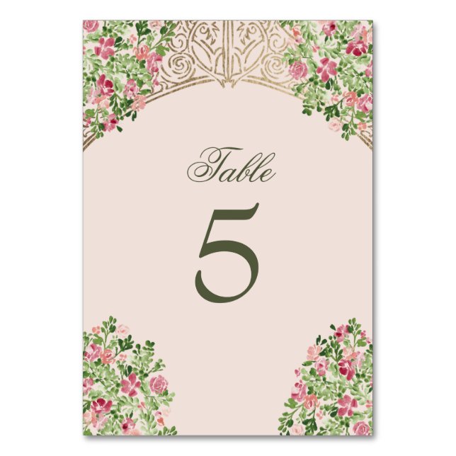 Regal Doors Elegant Faux Foil Wedding Tischnummer (Vorderseite)
