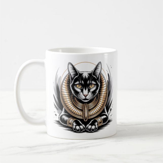 Regal Egyptian Black Cat Art Kaffeetasse (Links)