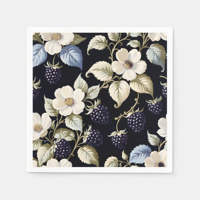 Regal Elegance BlackBerry & Blooms Serviette (Vorderseite)