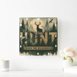 Regal Elk Misty Water HUNT Quadratische Wanduhr