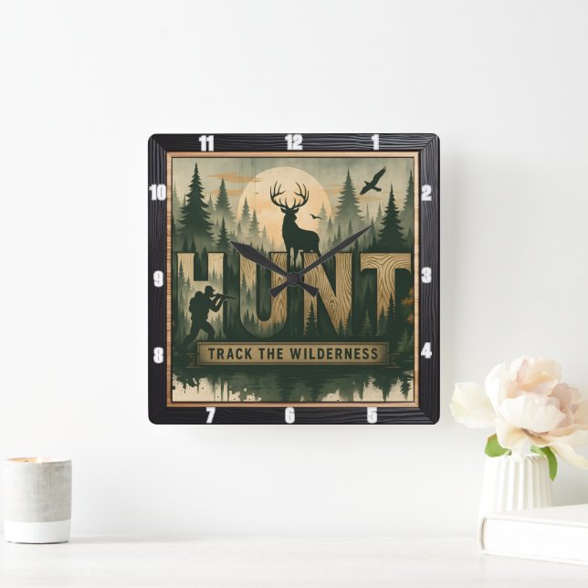 Regal Elk Misty Water Quadratische Wanduhr (Zuhause)