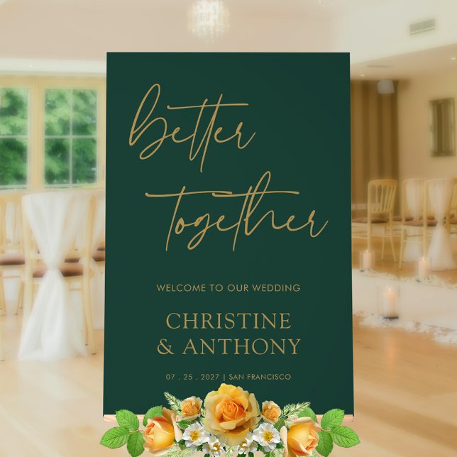 Regal Emerald Green & Gold Better Together Wedding Acrylschild (Regal Emerald Green & Gold Better Together Wedding Acrylic Sign)