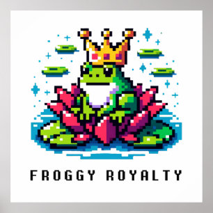 Regal Froggy - Pixel Frog mit Krone Poster