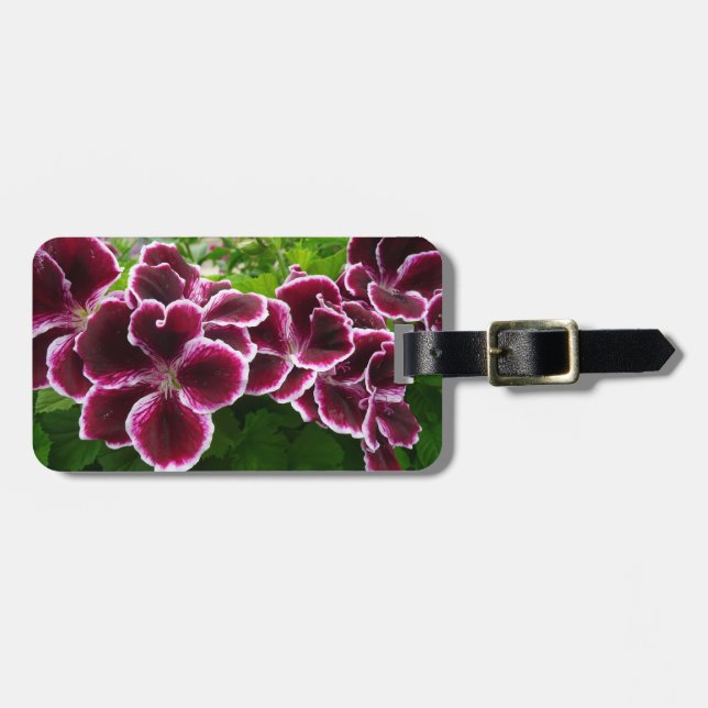 Regal Geranium Flowers Elegant Maroon Floral Lugga Gepäckanhänger (Vorderseite horizontal)