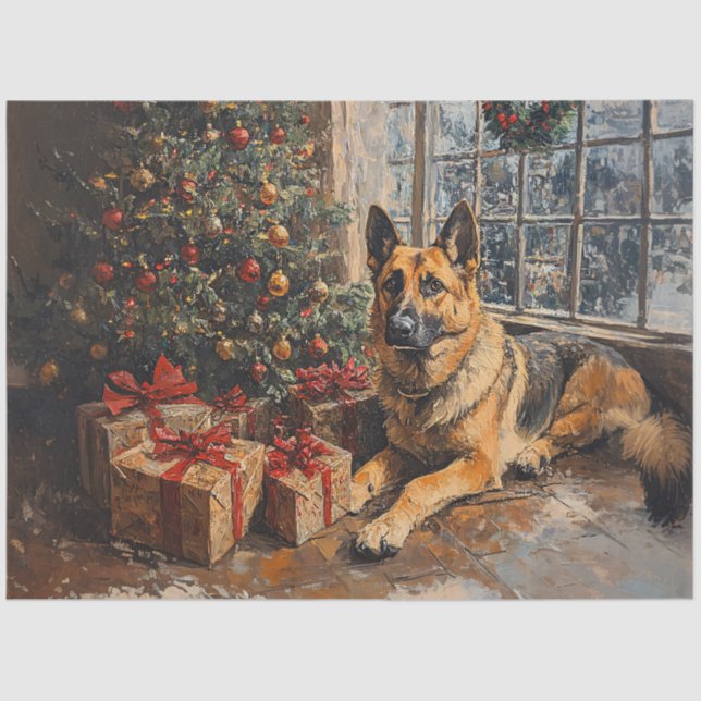 Regal German Shepherd Christmas Decoupage Seidenpapier (Vorderseite)