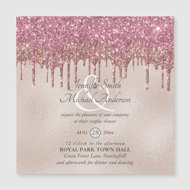 Regal GLITZER Dripping COUPLES SHOWER Ampersand Magnetkarte (Vorderseite)