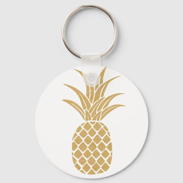 Regal Gold Ananas Button Schlüsselanhänger (Vorderseite)