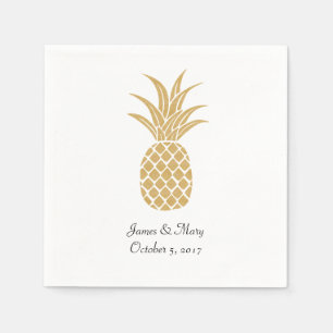 Regal Gold Pineaple Wedding Cocktail Napkins Serviette