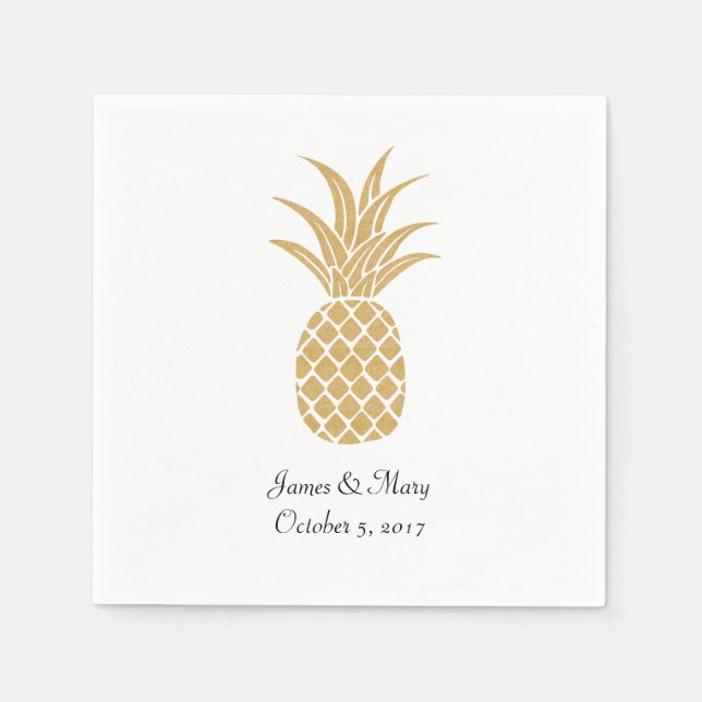 Regal Gold Pineaple Wedding Cocktail Napkins Serviette (Vorderseite)