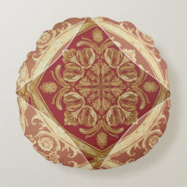 Regal Gold Rot Ornament Dekorativ für Bett - Sofa Rundes Kissen