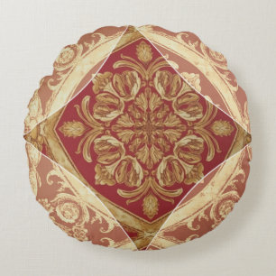 Regal Gold Rot Ornament Dekorativ für Bett - Sofa Rundes Kissen