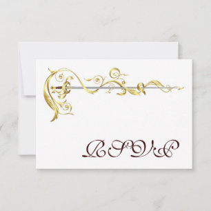 Regal Gold Scroll-Band-Schwert-RSVP-Einladung RSVP Karte