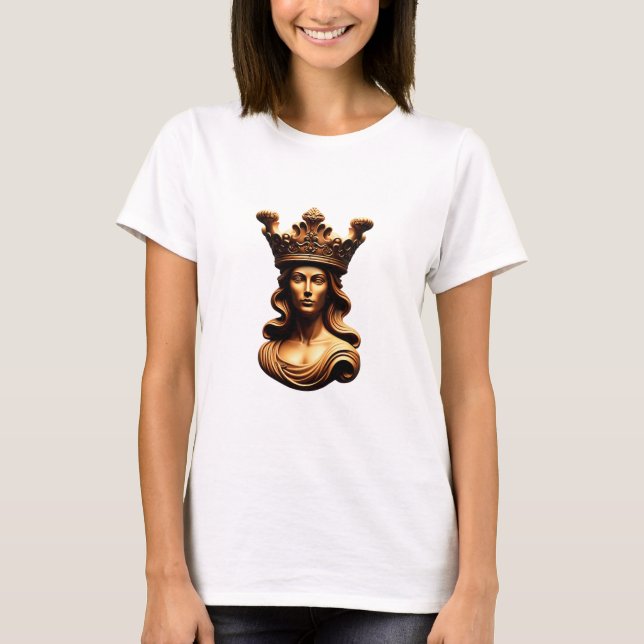 Regal Golden Queen Bust mit Verzierter Krone T-Shirt (Vorderseite)