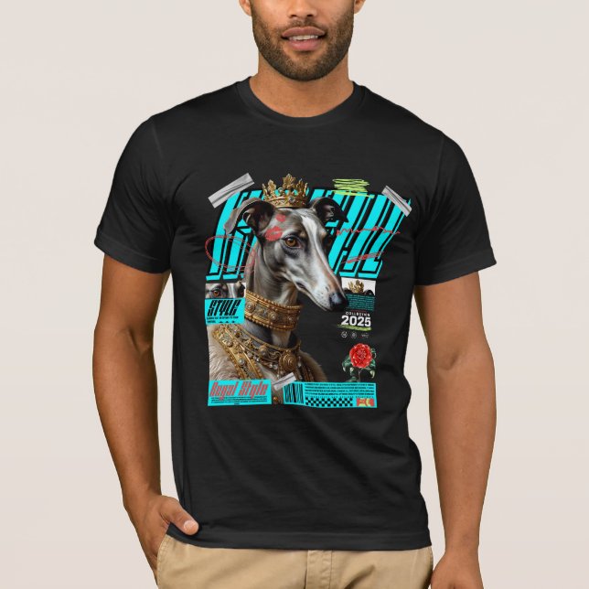 Regal Greyhound in Gold Crown T-Shirt (Vorderseite)