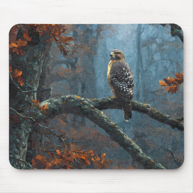 Regal Hawk Blue Forest Zweig Mauspad (Vorne)