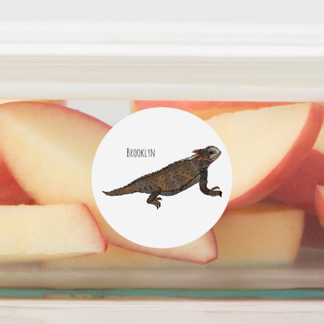Regal-Horned-Eidechsen-Cartoon Etiketten (Befestigt)