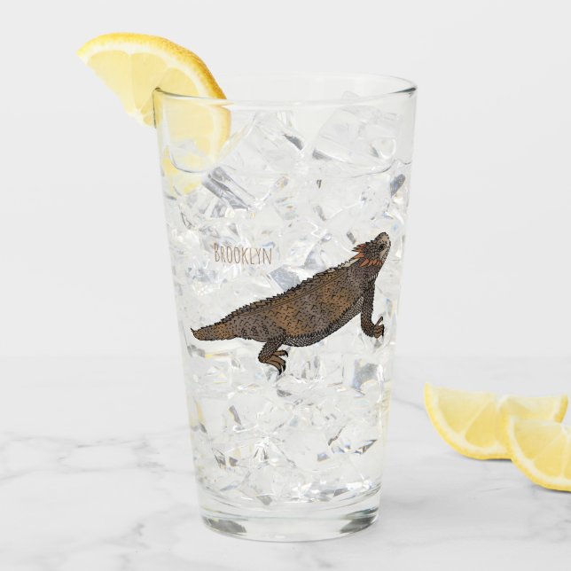 Regal-Horned-Eidechsen-Cartoon Glas (Vorderseite Ice)