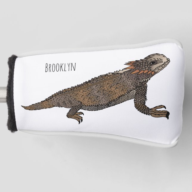 Regal-Horned-Eidechsen-Cartoon Golf Headcover (Vorderseite)